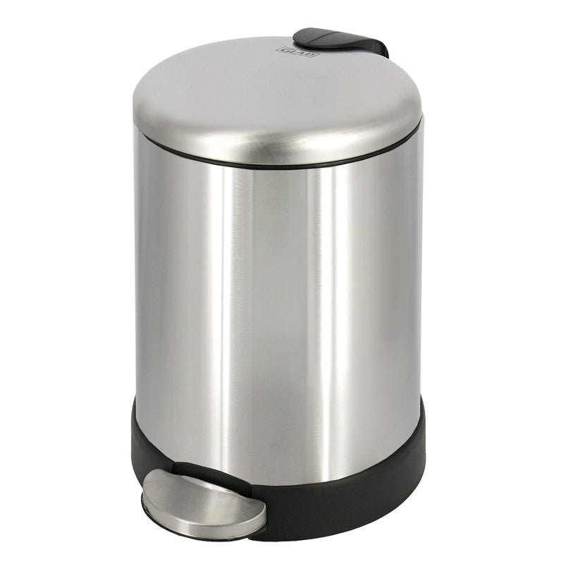 GLAD Small Trash Can, 1.2 Gallon | Round Stainless Steel Garbage Bin with Soft Close Lid & Step Foot Pedal | Metal Waste Basket with Removable Inner Bucket, Stainless - Image 1