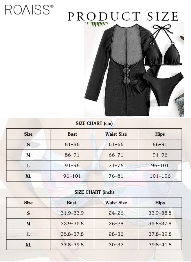 roaiss 3 Piece Tankini Bikini Set Women'S Beach Swimsuit Set With Adjustable Bra And High Waist Swim Bottoms And Sun Protective Cover Up  - Image 4