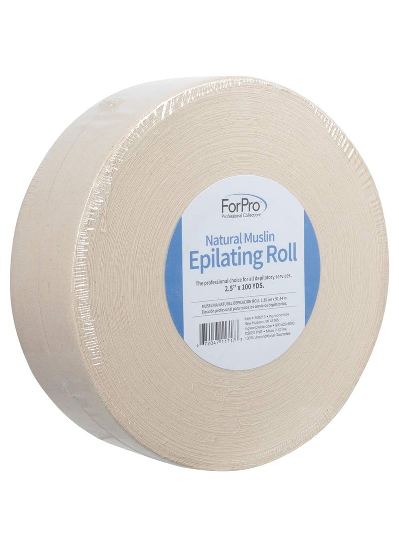 ForPro Professional Collection ForPro Premium Natural Muslin Epilating Roll for Body and Facial Hair Removal TearResistant LintFree 25 W x 100 Yards Natural 