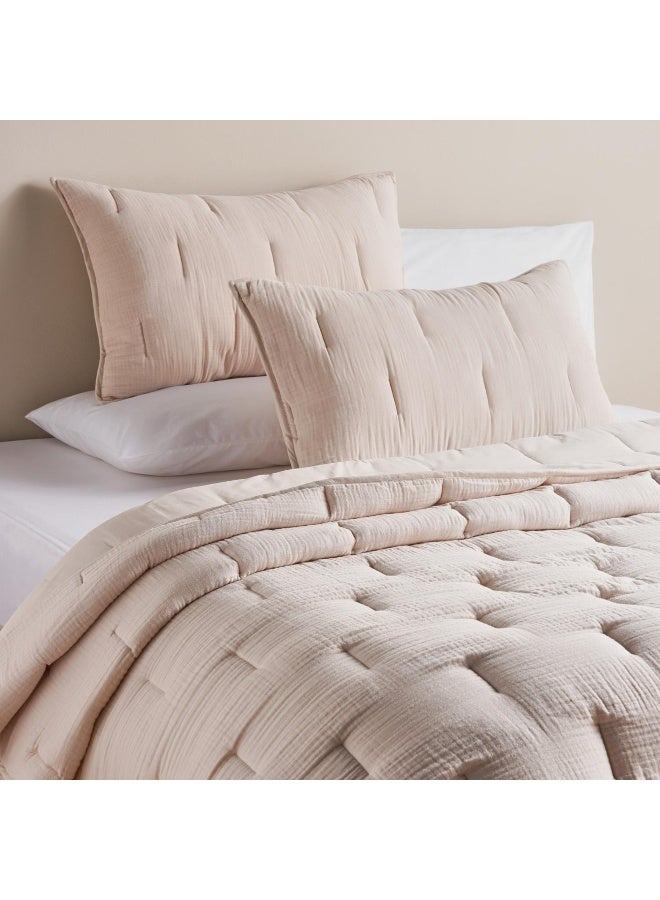 Pan Home طقم أغطية سرير مزخرف من 3 قطع بلون الكتان للمنزل - Image 1