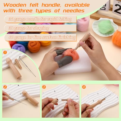 IMZAY Needle Felting Kit, 149 Pieces Needle Felting Tools for Beginner, 72 Colors Wool Roving Set, Felting Kit with Wool Felt Tools and Foam Mat, Felting Kits for Beginners Adult - Image 4