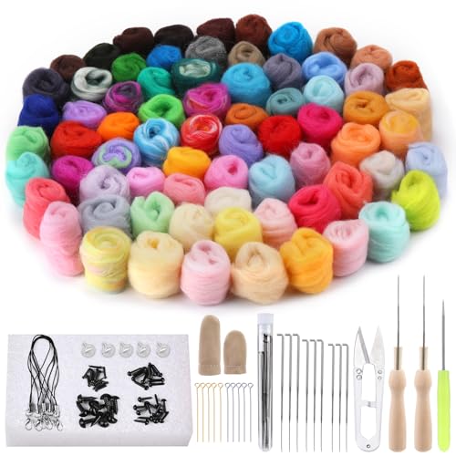 IMZAY Needle Felting Kit, 149 Pieces Needle Felting Tools for Beginner, 72 Colors Wool Roving Set, Felting Kit with Wool Felt Tools and Foam Mat, Felting Kits for Beginners Adult - Image 1