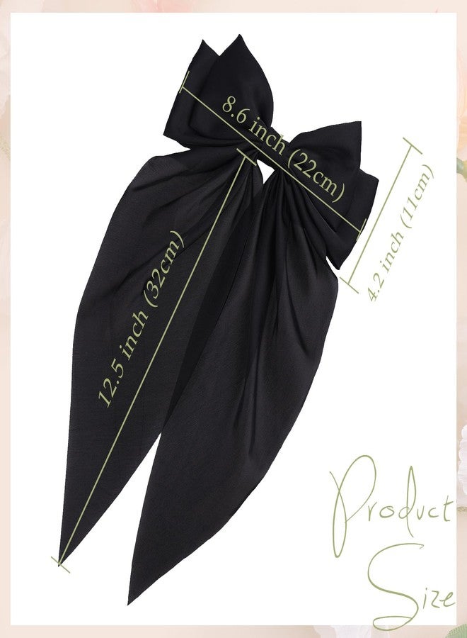 MRJ 4 Pcs Silky Satin Hair Bows Big Hair Ribbons for Women Large Hair Clips for Girls Hair Accessories Barrettes Metal Clips Bowknot Aesthetic - Image 3