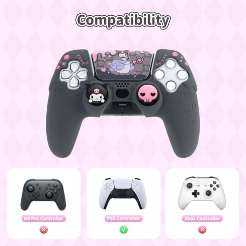 Kuitmor Silicone PS5 Controller Cover Skin Set,Anti-Slip Soft Protective Case for PS5 Wireless Controller with 2 Thumb Grip Caps and 1 Sticker - Image 2