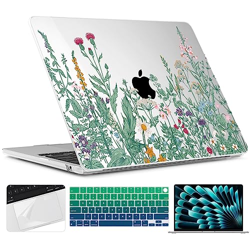 TWOLSKOO for MacBook Air 15 inch Case 2025 2024 2023 Release M4 A3241 M3 A3114 M2 A2941, Plastic Hard Shell & Screen Protector & Keyboard Cover & Trackpad Film, Botanical Illustration - Image 1