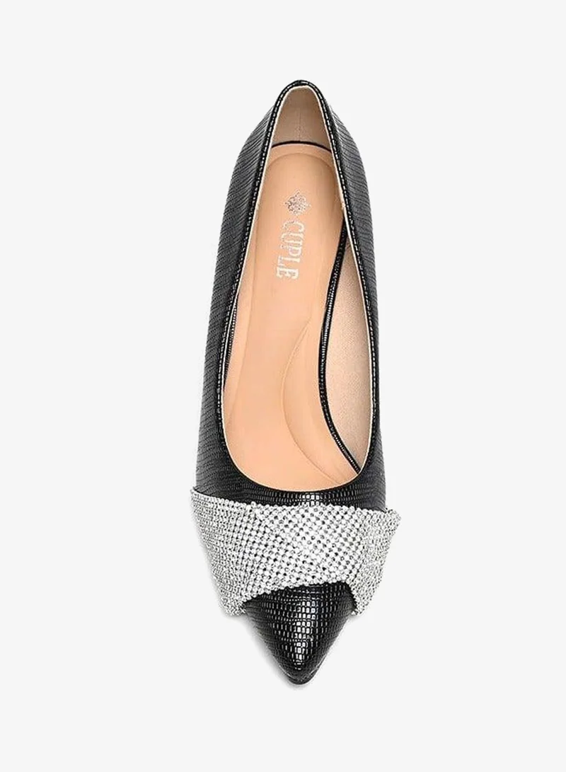 Cuple Black Elegant Rhinestone Pointed-Toe Pumps for Women | Best Price UAE
