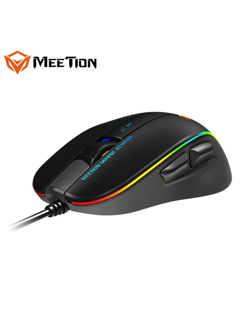 Meetion ماوس الألعاب الخلفي المضيء RGB من ميتشن 2023 GM23 بتصميم مريح لليد اليمنى قابل لتعديل DPI لتلبية احتياجات جميع أنواع الألعاب (أسود) - Image 3