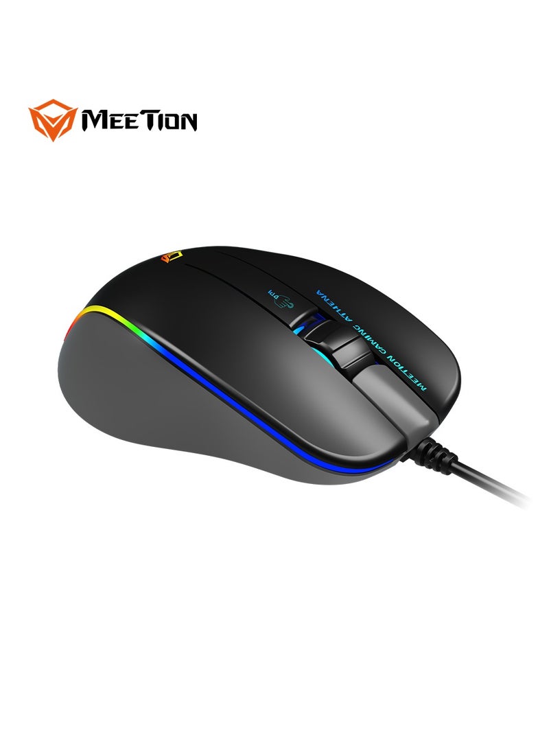 Meetion ماوس الألعاب الخلفي المضيء RGB من ميتشن 2023 GM23 بتصميم مريح لليد اليمنى قابل لتعديل DPI لتلبية احتياجات جميع أنواع الألعاب (أسود) - Image 4