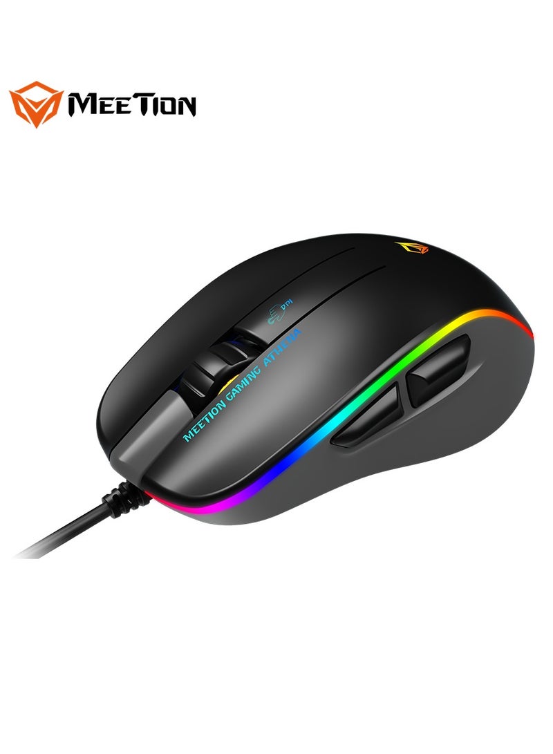 Meetion ماوس الألعاب الخلفي المضيء RGB من ميتشن 2023 GM23 بتصميم مريح لليد اليمنى قابل لتعديل DPI لتلبية احتياجات جميع أنواع الألعاب (أسود) - Image 5