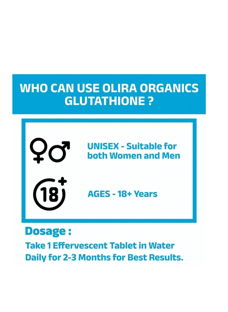 Olira Organics Glutathione 500mg With Vitamin C Effervescent 20 Tablets - Pack of 5  - Image 5