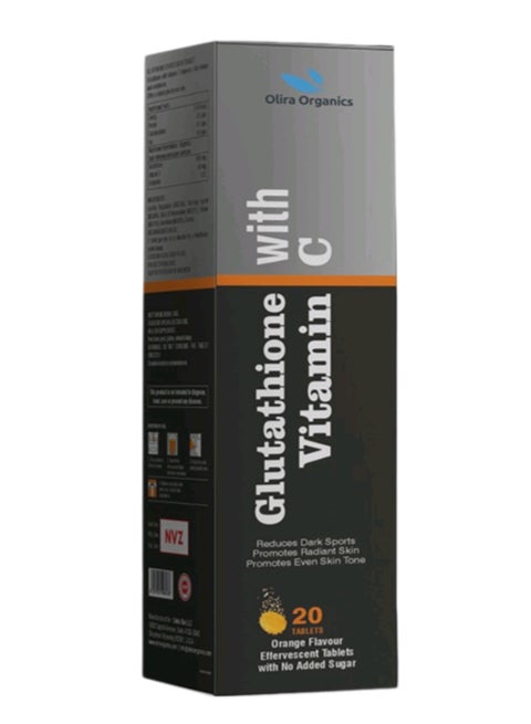 glutathione tablets in uae Olira Organics Glutathione 500mg With Vitamin C Effervescent 20 Tablets -  Pack of 5 | Best Price UAE