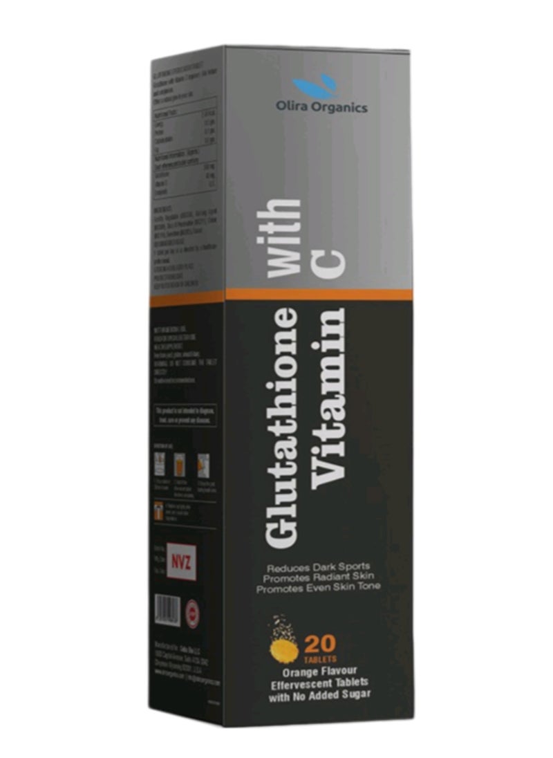 Olira Organics Glutathione 500mg With Vitamin C Effervescent 20 Tablets - Pack of 5  - Image 2