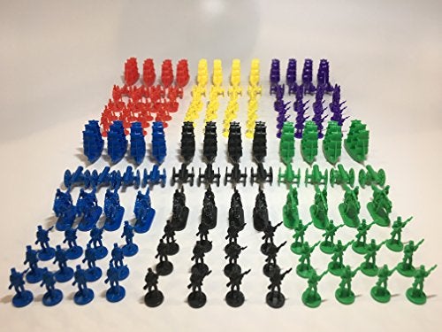 Morrison Games Napoleonic Civil War Military Miniatures Set of Six Colors Plastic Toy Soldiers Set Infantry Cavalry Artillery Ships Red Blue Yellow Green Black and Purple Colors - Image 1