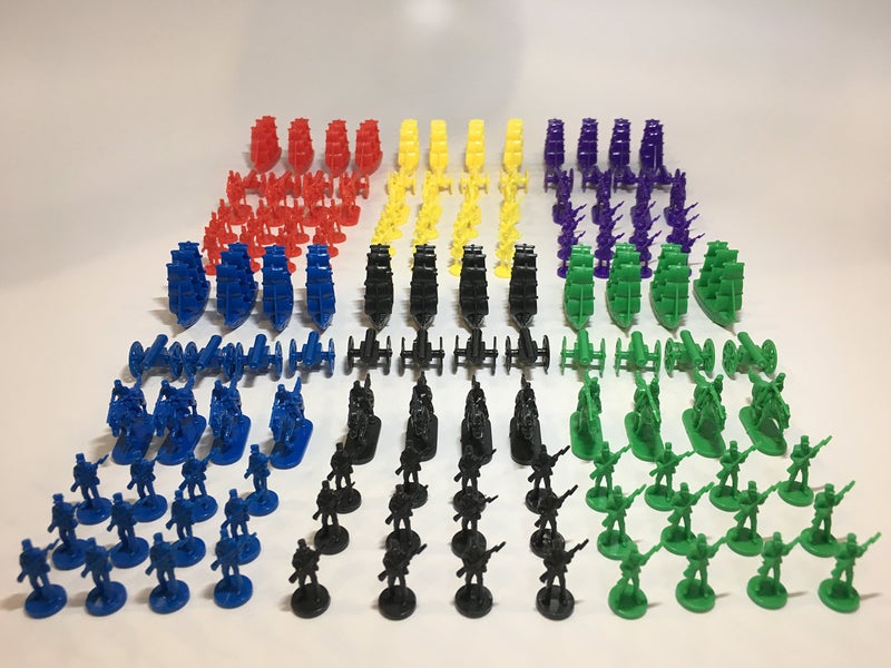 Morrison Games Napoleonic Civil War Military Miniatures Set of Six Colors Plastic Toy Soldiers Set Infantry Cavalry Artillery Ships Red Blue Yellow Green Black and Purple Colors - Image 3