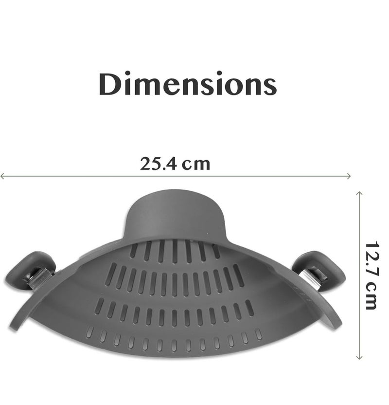 كونشاو Snap N Strain Pot Strainer و المعكرونة Strainer - مقاطعة السيليكون القابلة للتعديل على المصفية للأواني والأواني والأوعية - الرمادي - Image 2