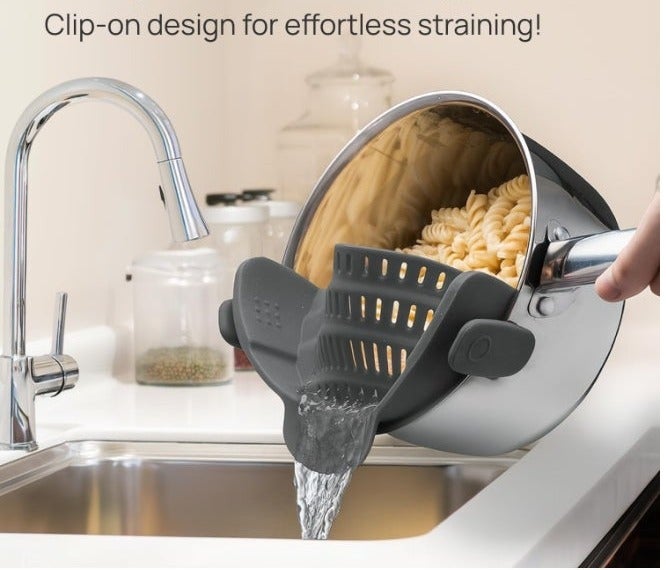 كونشاو Snap N Strain Pot Strainer و المعكرونة Strainer - مقاطعة السيليكون القابلة للتعديل على المصفية للأواني والأواني والأوعية - الرمادي - Image 5