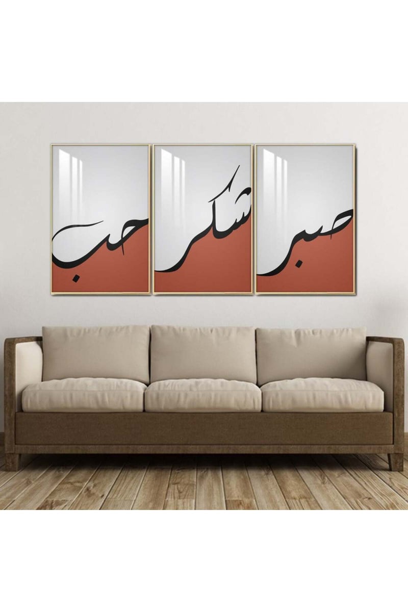 Marktna Three wooden wall painting with a frame and a clear acrylic layer - Image 1