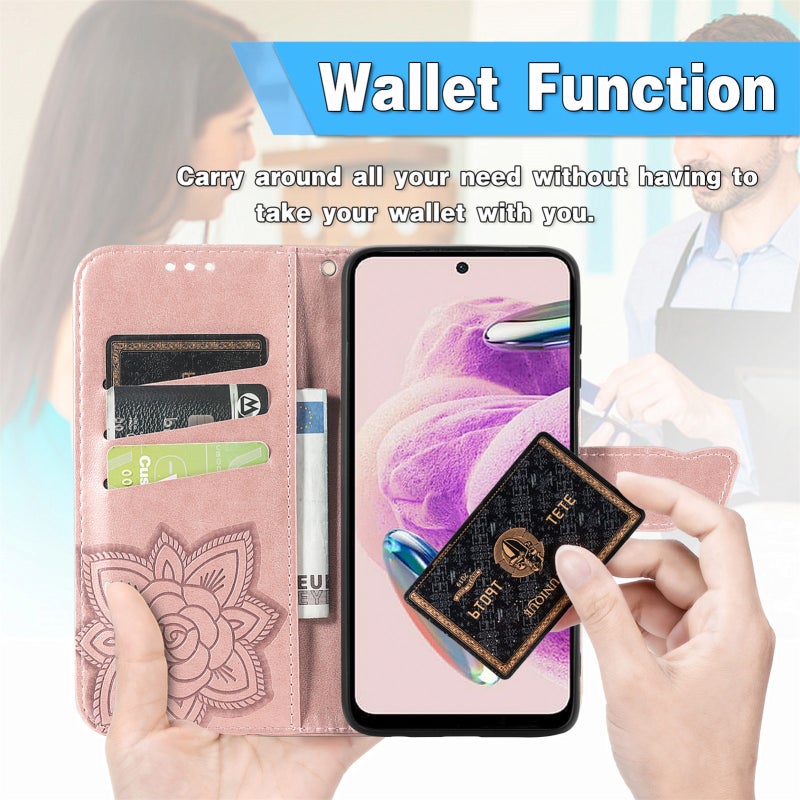 HuHa Protective Cover For Xiaomi Redmi Turbo 3 5G Butterfly Love Flower Embossed Leather Phone Case(Black) - Image 5