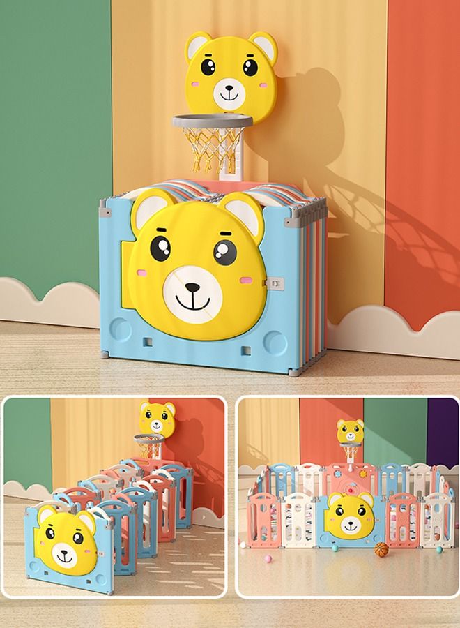 جساي تويز سياج مطوي روضة أطفال روضة أطفال روضة أطفال داخل المنزل مع طوق كرة سلة - Image 1