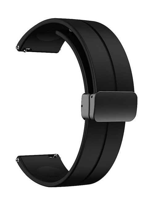 22mm Silicone Strap With Magnetic Folding Buckle For GT2 46 - GT3 46 - GT2 Pro - GT2E - Black