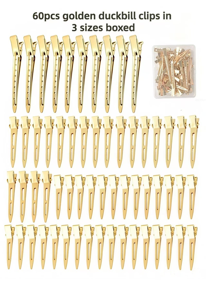 Loucky 60 PCS Duckbill Clips Set - High-quality metal hair clips, Heavy Duty Rustproof Alligator Sectioning Clips (3 Sizes) with Storage Box | No-Slip Grip for Thick Hair, Salon & Home Styling - Image 1