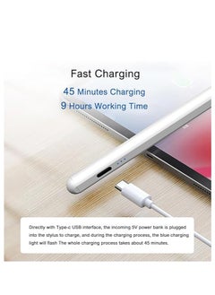 ماركة غير محددة قالم تاتش متوافق مع ايباد والتابلت والهواتف الذكية التي تعمل بنظام iOS واندرويد مع قلم لمس سريع الشحن، أبيض  - Image 4