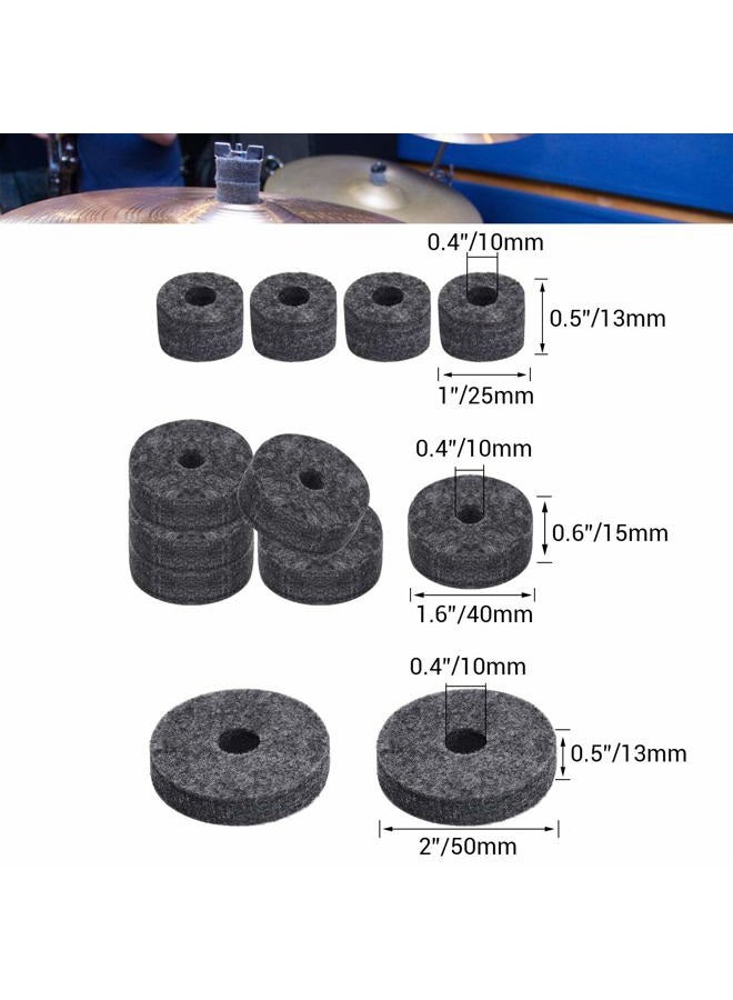 Facmogu 23PCS Cymbal Replacement Accessories, Cymbal Stand Felts, Drum Cymbal Felt Pads Include Wing Nuts, Washers, Cymbal Sleeves & Drum Key - Gray - Image 2