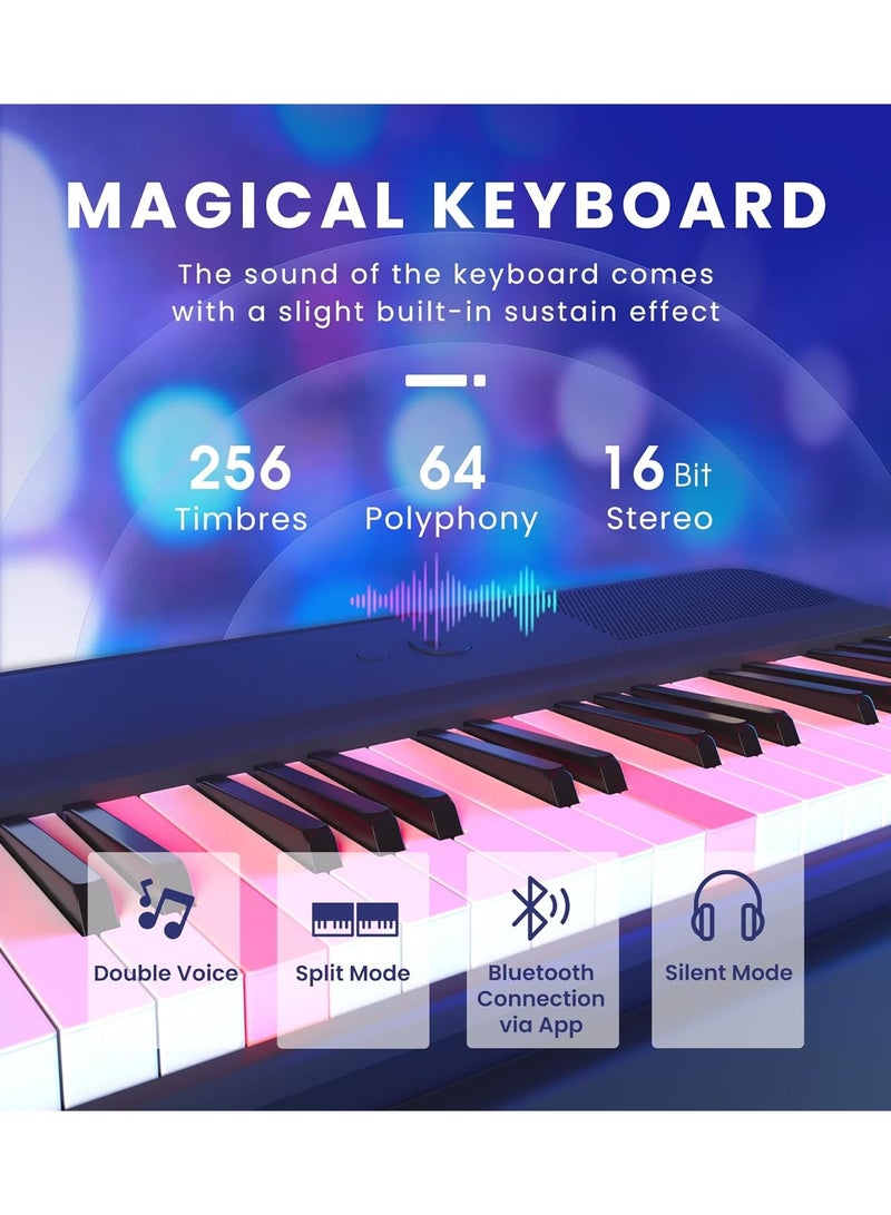 THE ONE The ONE Smart Keyboard COLOR 61 Keys Piano Keyboard, Music Keyboard with 256 Timbres, 64 Polyphony, 4 Speakers, Built-in LED Lights and Free Apps  - Image 3