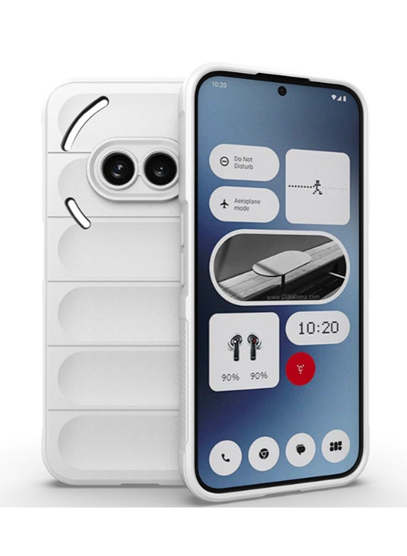 for Nothing Phone 2A 5G / 2A Plus 5G Case Cover, Heavy Duty 4D Striped Pattern Sensory Soft Silicone Full Portection Shockproof Phone Case for Nothing Phone 2A 5G / 2A Plus 5G, White 
