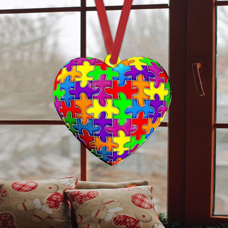 Talataca Autism Awareness Heart Car Rear View Mirror Pendant - Image 4