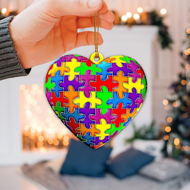 Talataca Autism Awareness Heart Car Rear View Mirror Pendant - Image 5