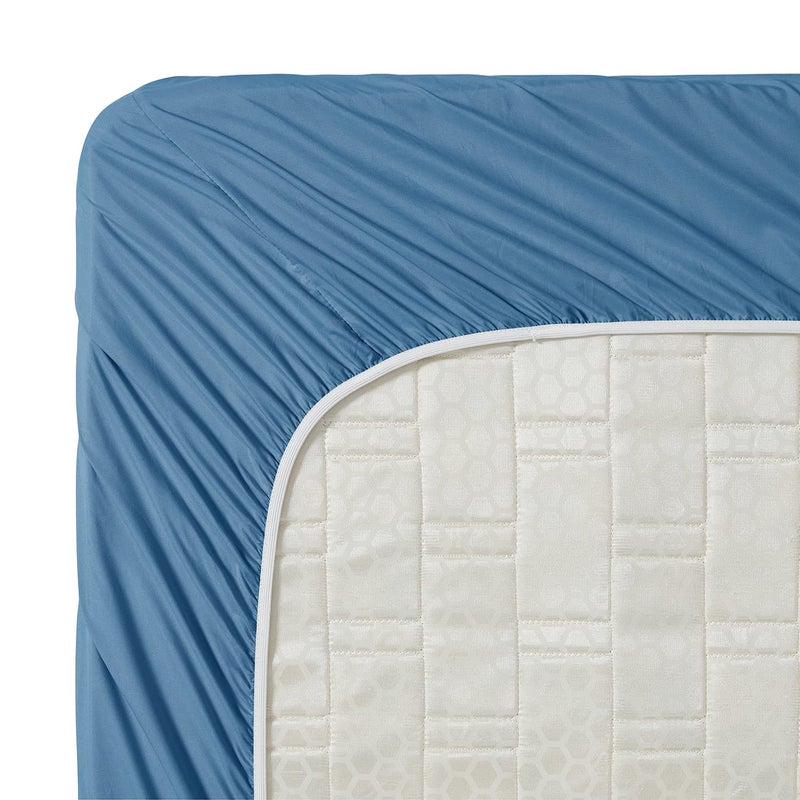 Clara Clark Bed Sheets, Premier 1800 Series 4 Piece Bed Sheet Set, Deep Pocket, Wrinkle, Fade, Stain Resistant, Luxury Soft Bedding Sheets & Pillowcases, King, Blue Heaven - Image 4