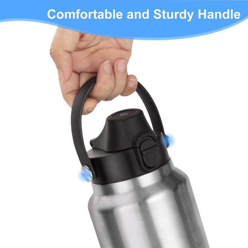BIJISI غطاء صنبور أوتوماتيكي BIJISI لزجاجات YETI Rambler، يناسب زجاجات 18/26/36/64 أونصة، غطاء بديل لشغف مع غطاء زر ضغط ومقبض مرن - Image 3