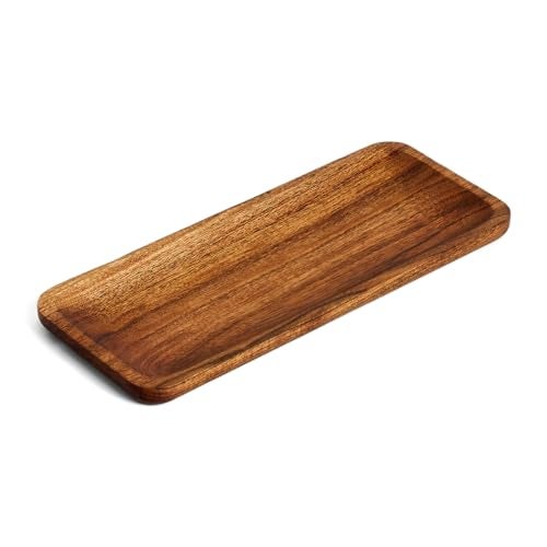 SAAGA Acacia Solid Wood Rectangular Serving Platter | 12 x 5 Inch Multipurpose Tray for Snacks, Fruits & Desserts – Brown - Image 2
