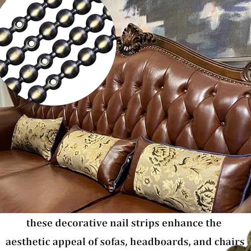 bociloy 10Pcs 1 Meter Upholstery Tacks Strips, Decorative Nail Strips Trim for Sofa, Headboard, Chair Furniture with Single Tacks (D11mm Bronze) - Image 3