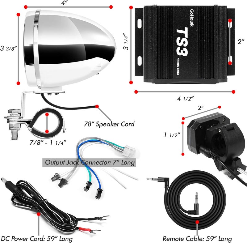 GoHawk TS3-Q Gen.3 Motorcycle Bluetooth Speaker System - Image 5