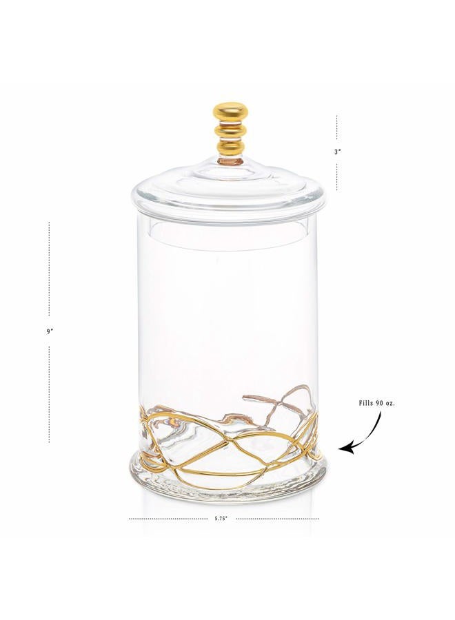 Classic Touch Decorium Glass Food Container Storage Cookie Jar with Glass Lid-14K Gold Design on Jar-12''H - Image 4