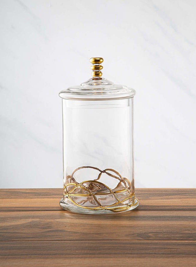 Classic Touch Decorium Glass Food Container Storage Cookie Jar with Glass Lid-14K Gold Design on Jar-12''H - Image 3