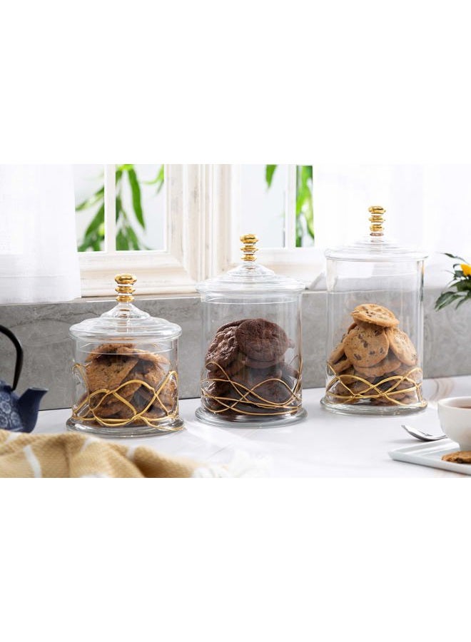 Classic Touch Decorium Glass Food Container Storage Cookie Jar with Glass Lid-14K Gold Design on Jar-12''H - Image 2