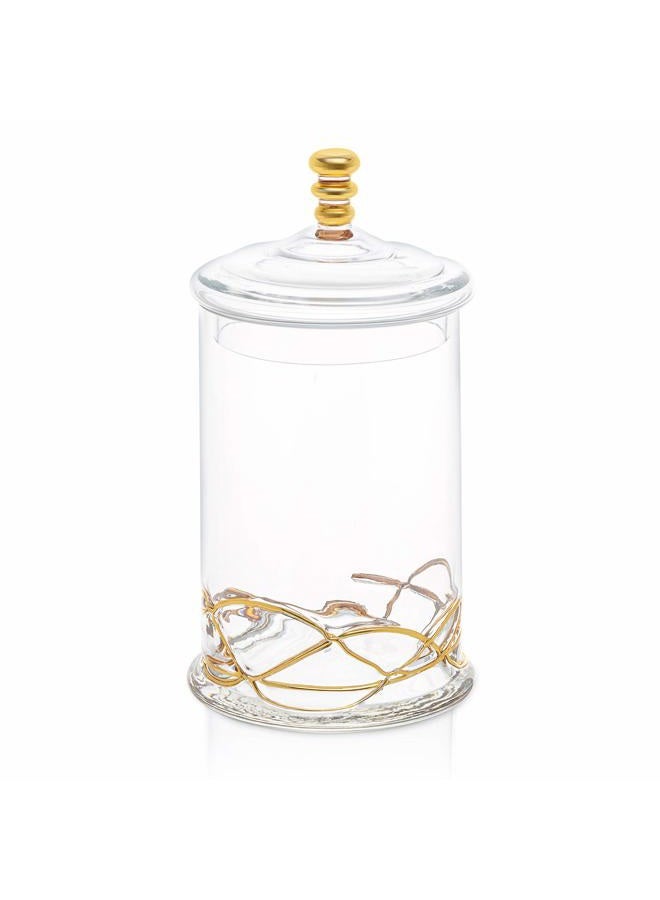 Classic Touch Decorium Glass Food Container Storage Cookie Jar with Glass Lid-14K Gold Design on Jar-12''H - Image 1