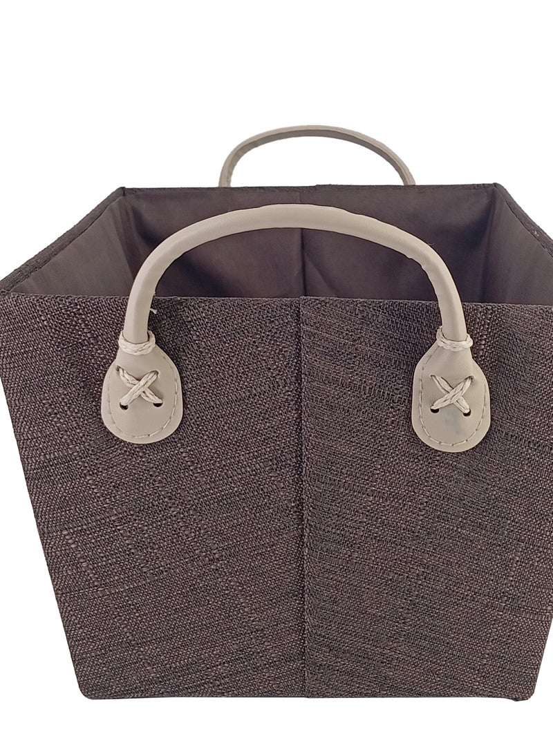 Multiperpose Storage Basket organizer coved with fabric - Brown - Image 4