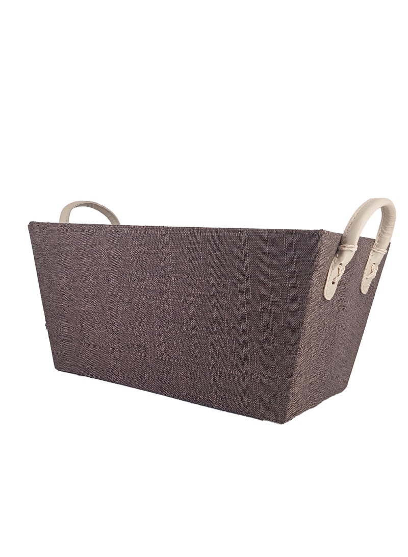 Multiperpose Storage Basket organizer coved with fabric - Brown - Image 1