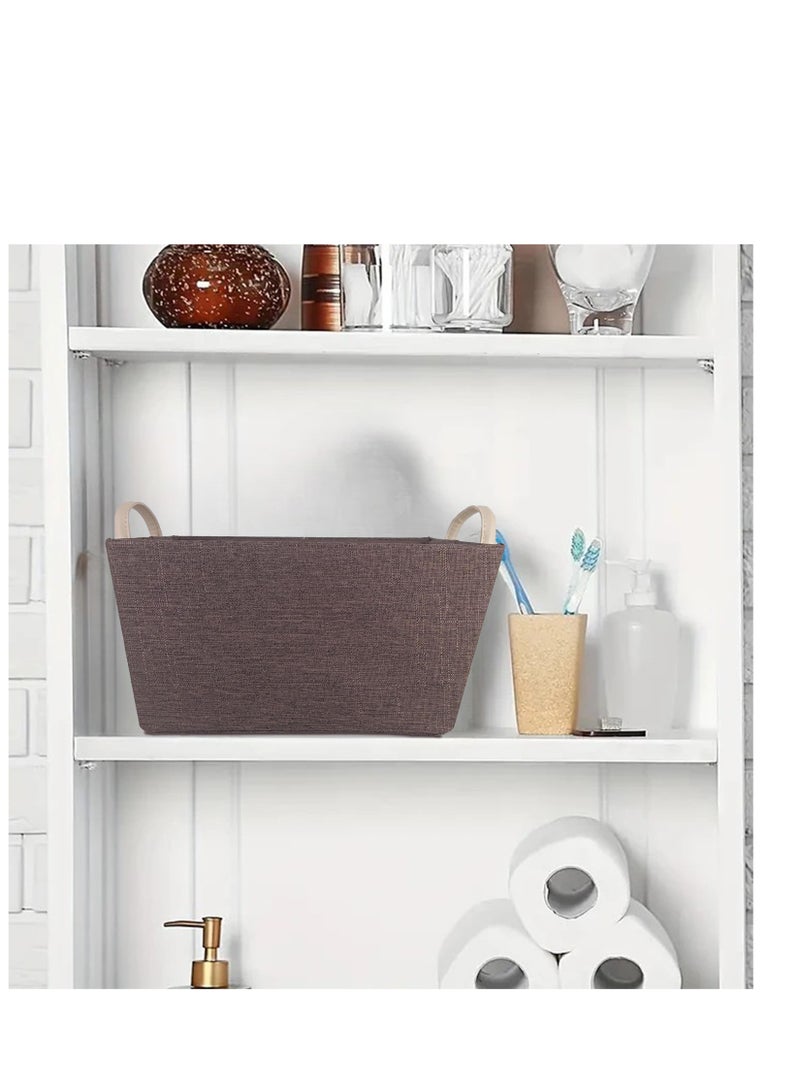 Multiperpose Storage Basket organizer coved with fabric - Brown - Image 5
