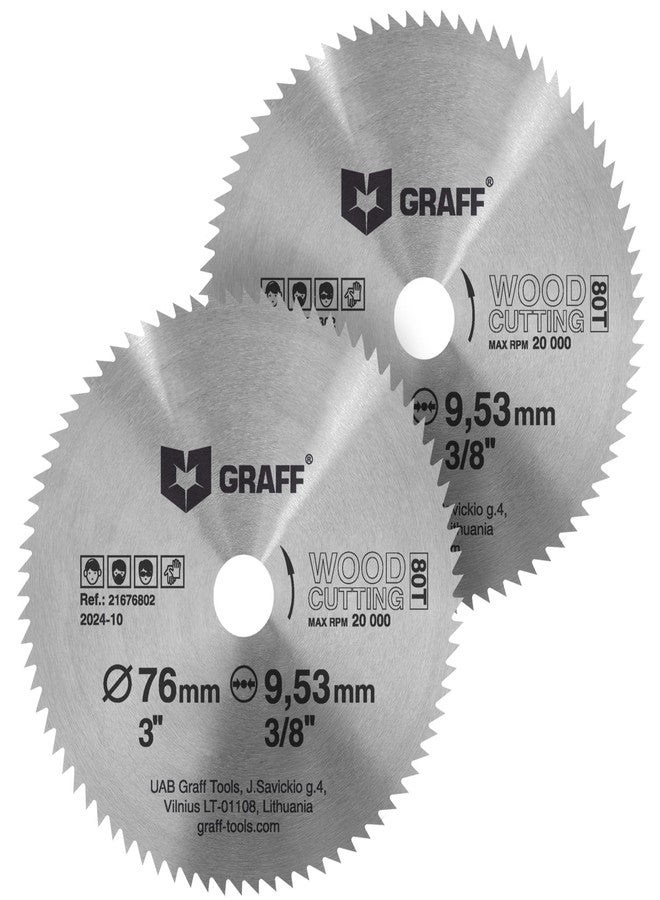 GRAFF Circular Saw Blade 3 Inch Set for Wood - Wood Cutting Disc with 3/8 Inch Arbor