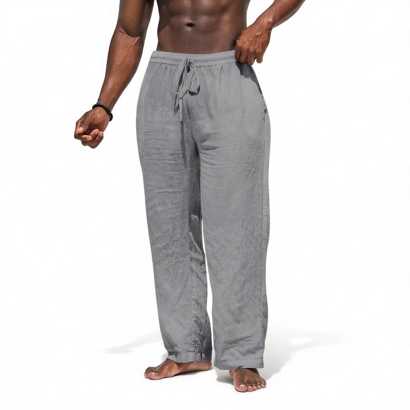 Men's Loose Fit Linen Cotton Casual Straight Leg Pants - Image 3