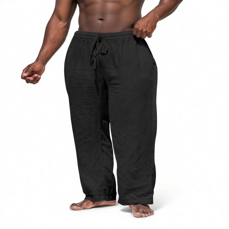Men's Loose Fit Linen Cotton Casual Straight Leg Pants - Image 2