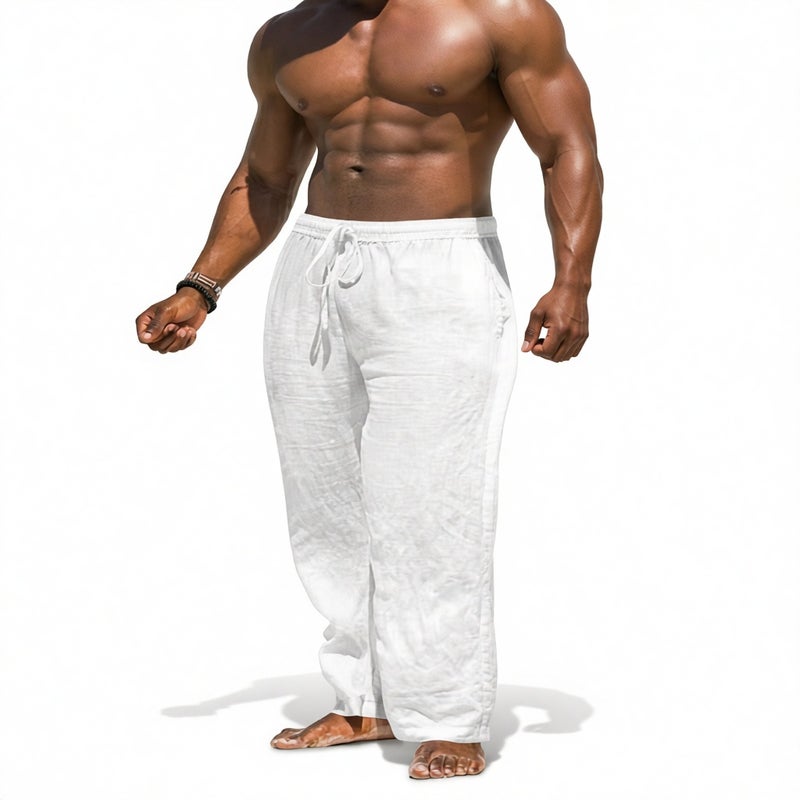 Men's Loose Fit Linen Cotton Casual Straight Leg Pants - Image 1