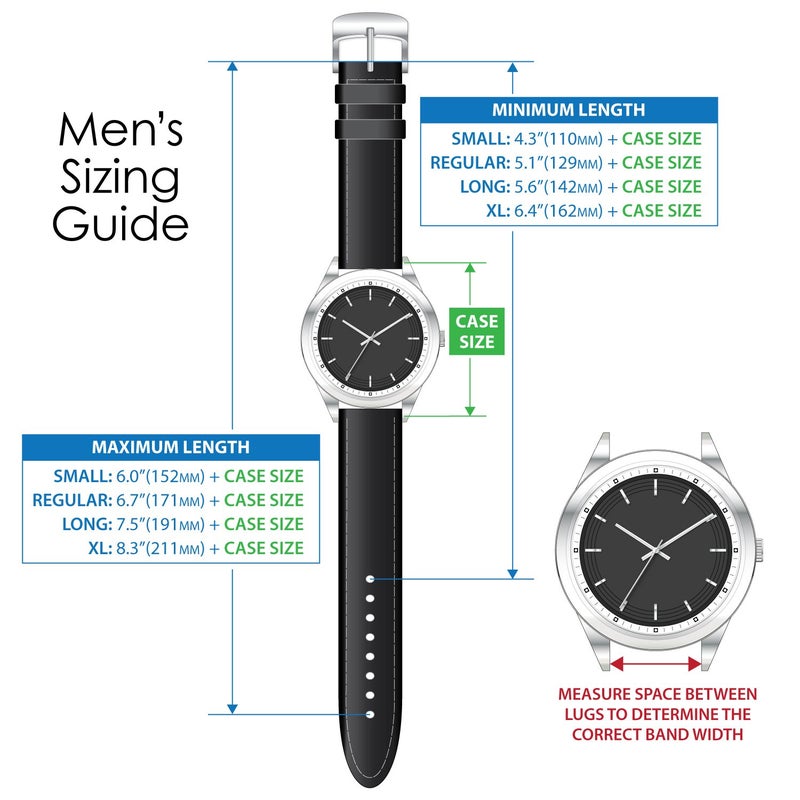 Speidel Genuine Leather Watch Band 20mm Black Cowhide Buffalo Grain Replacement Strap, Stainless Steel Metal Buckle Clasp, Watchband Fits Most Watch Brands - Image 2