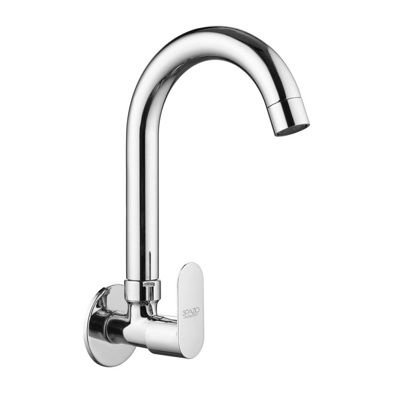 SPAZIO Opal Brass Sink Cock TapKitchen Sink Faucet with 360 Degree Swivel Spout Foam Flow Pattern Hot OR Cold Water for Kitchen Sink Wash Basin Chrome Finish with Wall Flange - Image 1