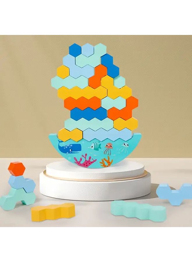 Wooden Balance Stacking Blocks 27pcs Color Recognition Hand Eye Coordination Birthday Gift - Image 5